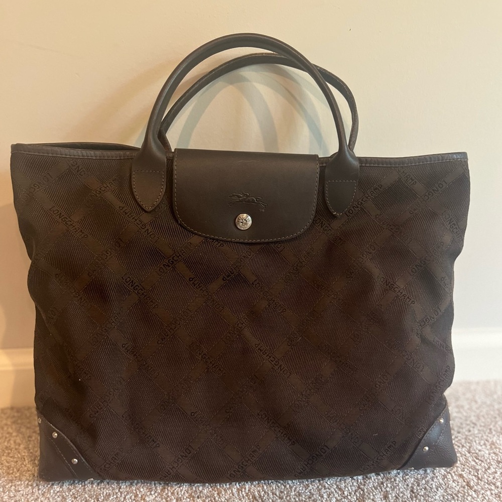 Longchamp Canvas Tote logo Bag